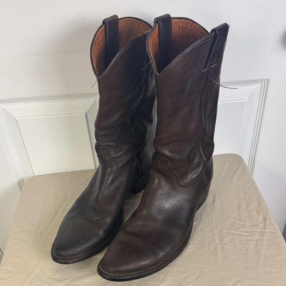 Justin men’s leather cowboy boots size 10 deep brown colour Soft - Picture 3 of 12